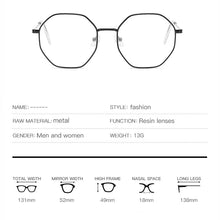 Load image into Gallery viewer, Men Vintage Anti Blue Light Hexagon Glasses Frame Women Lens Myopia Optical Mirror Simple Metal Anti-blue Clear Eyewear Frames