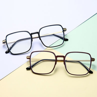 Men Women Anti-blue Light Glasses Frame 2023 Vintage Large Square Eyeglasses Blocking Blue-ray Metal Spectacles Frames