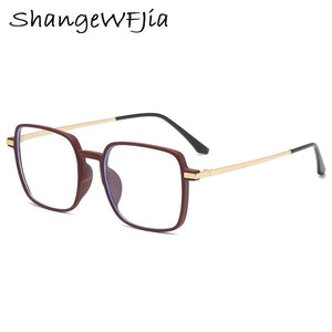 Men Women Anti-blue Light Glasses Frame 2023 Vintage Large Square Eyeglasses Blocking Blue-ray Metal Spectacles Frames