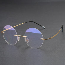 Load image into Gallery viewer, Men Women Blue Light Blocking Ultralight Rimless Round Portable Frameless Reading Glasses +0.75 +1 +1.25 +1.5 +1.75 To +4