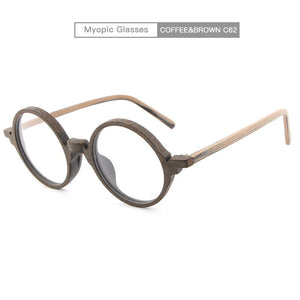 Men Women Myopia glasses Wooden Frame with Clear Lenses Brand Design Eyeglass