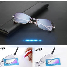 Load image into Gallery viewer, Men Women Rimless Reading Glasses Anti Blue Light Bifocal Far Near Magnification Eyewear Presbyopic Glasses +150 +200