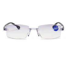 Load image into Gallery viewer, Men Women Rimless Reading Glasses Anti-blue Light Bifocal Far and Near Magnifying Glasses Reading Glasses 0~400