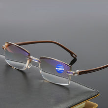 Load image into Gallery viewer, Men Women Rimless Reading Glasses Anti-blue Light Bifocal Far and Near Magnifying Glasses Reading Glasses 0~400