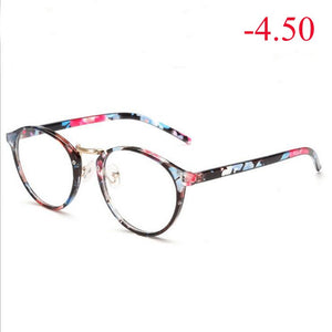 Men Women Round Myopia Glasses With Degree Retro Plastic Frame Prescription Eyeglasses Diopter 0 -1.0 -1.5 -2.0 -2.5 To -6.0