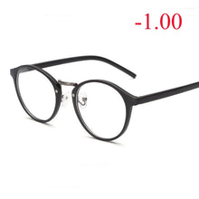 Load image into Gallery viewer, Men Women Round Myopia Glasses With Degree Retro Plastic Frame Prescription Eyeglasses Diopter 0 -1.0 -1.5 -2.0 -2.5 To -6.0