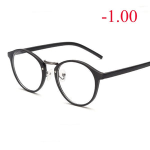 Men Women Round Myopia Glasses With Degree Retro Plastic Frame Prescription Eyeglasses Diopter 0 -1.0 -1.5 -2.0 -2.5 To -6.0