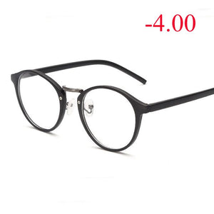Men Women Round Myopia Glasses With Degree Retro Plastic Frame Prescription Eyeglasses Diopter 0 -1.0 -1.5 -2.0 -2.5 To -6.0