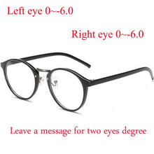 Load image into Gallery viewer, Men Women Round Myopia Glasses With Degree Retro Plastic Frame Prescription Eyeglasses Diopter 0 -1.0 -1.5 -2.0 -2.5 To -6.0