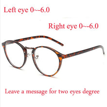 Load image into Gallery viewer, Men Women Round Myopia Glasses With Degree Retro Plastic Frame Prescription Eyeglasses Diopter 0 -1.0 -1.5 -2.0 -2.5 To -6.0