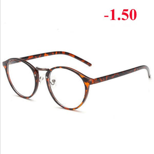 Men Women Round Myopia Glasses With Degree Retro Plastic Frame Prescription Eyeglasses Diopter 0 -1.0 -1.5 -2.0 -2.5 To -6.0
