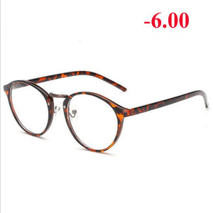 Men Women Round Myopia Glasses With Degree Retro Plastic Frame Prescription Eyeglasses Diopter 0 -1.0 -1.5 -2.0 -2.5 To -6.0