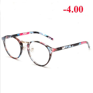 Men Women Round Myopia Glasses With Degree Retro Plastic Frame Prescription Eyeglasses Diopter 0 -1.0 -1.5 -2.0 -2.5 To -6.0