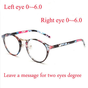 Men Women Round Myopia Glasses With Degree Retro Plastic Frame Prescription Eyeglasses Diopter 0 -1.0 -1.5 -2.0 -2.5 To -6.0