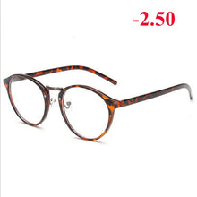 Load image into Gallery viewer, Men Women Round Myopia Glasses With Degree Retro Plastic Frame Prescription Eyeglasses Diopter 0 -1.0 -1.5 -2.0 -2.5 To -6.0