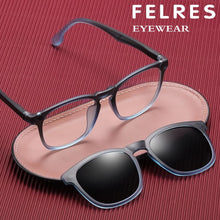 Load image into Gallery viewer, Men Women Square Anti-blue Light TR90 Optical Glasses With Magnetic Clip On Anti-glare Polarized UV400 Outdoor Sunglasses 95916