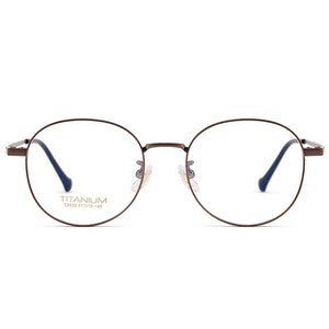 Men Women Ultra Light Retro Round Pure Titanium Full-Frame Glasses Frame β Titanium Wide-Side Myopia Optical Glasses Frame T3933