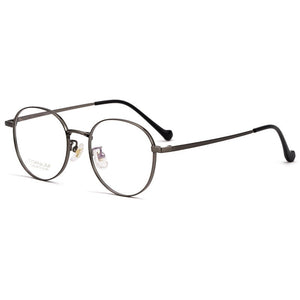 Men Women Ultra Light Retro Round Pure Titanium Full-Frame Glasses Frame β Titanium Wide-Side Myopia Optical Glasses Frame T3933