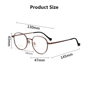 Men Women Ultra Light Retro Round Pure Titanium Full-Frame Glasses Frame β Titanium Wide-Side Myopia Optical Glasses Frame T3933