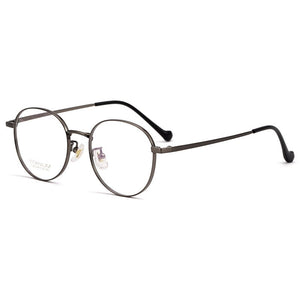 Men Women Ultra Light Retro Round Pure Titanium Full-Frame Glasses Frame β Titanium Wide-Side Myopia Optical Glasses Frame T3933