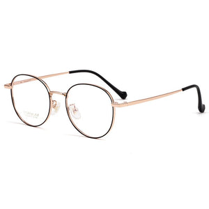 Men Women Ultra Light Retro Round Pure Titanium Full-Frame Glasses Frame β Titanium Wide-Side Myopia Optical Glasses Frame T3933