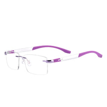 Carica l&#39;immagine nel visualizzatore di Gallery, Men and Women Metal Rimless Eyeglasses Rectangular Glasses Frame For Myopia Reading Prescription Lenses