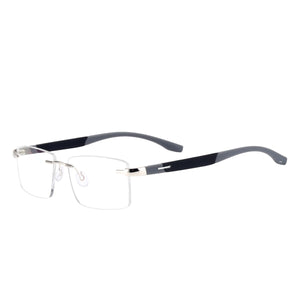 Men and Women Metal Rimless Eyeglasses Rectangular Glasses Frame For Myopia Reading Prescription Lenses
