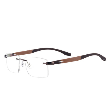 Men and Women Metal Rimless Eyeglasses Rectangular Glasses Frame For Myopia Reading Prescription Lenses