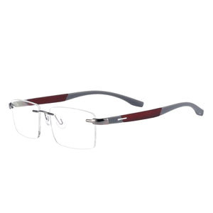 Men and Women Metal Rimless Eyeglasses Rectangular Glasses Frame For Myopia Reading Prescription Lenses
