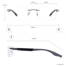 Carica l&#39;immagine nel visualizzatore di Gallery, Men and Women Metal Rimless Eyeglasses Rectangular Glasses Frame For Myopia Reading Prescription Lenses