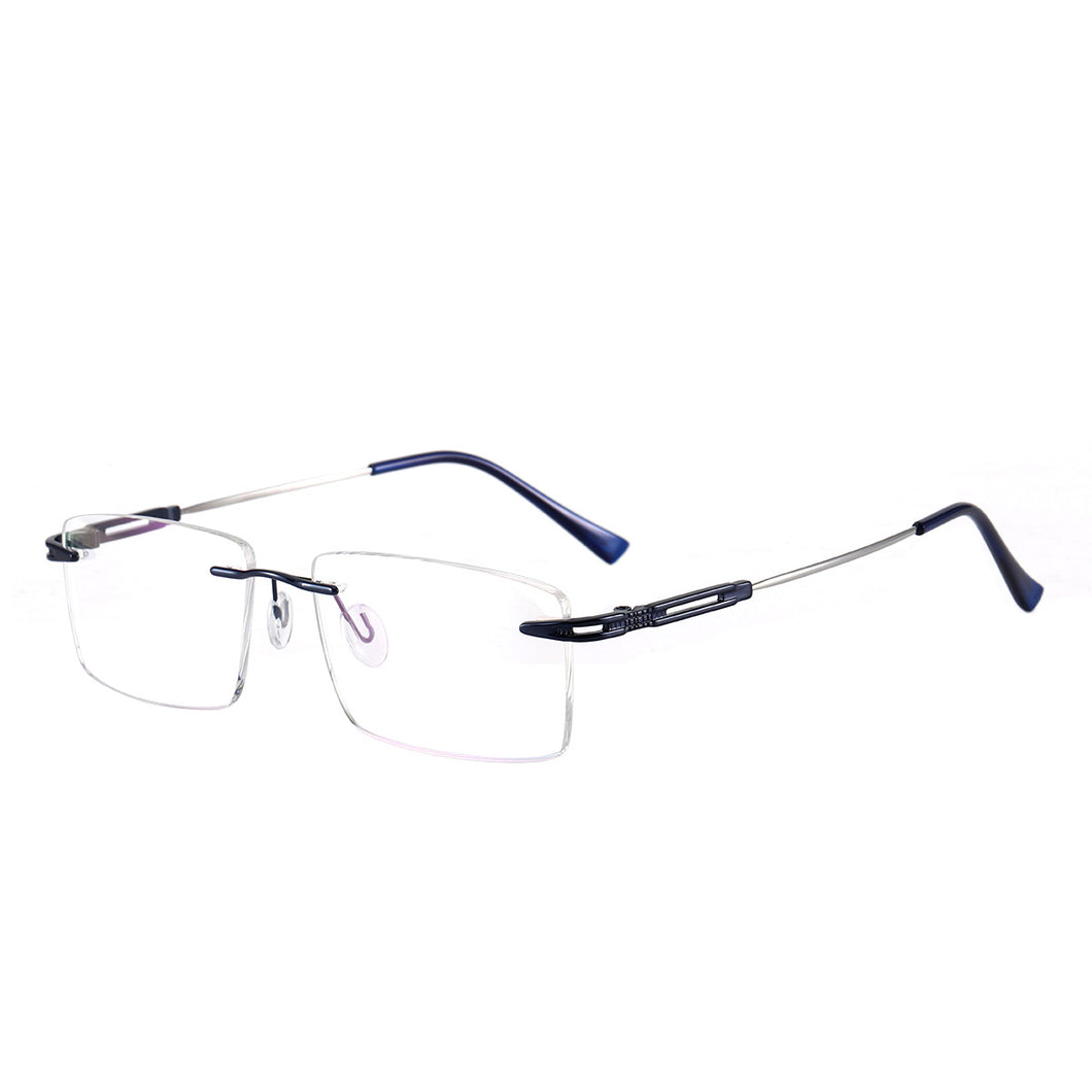 Men and Women Rectangular Rimless Memory Metal Prescription Eyeglasses Frame For Optical Lenses Myopia Presbyopia Progressive