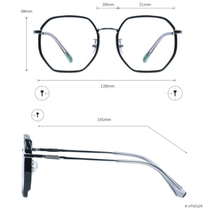 Men and Women TR90 Metal Round Glasses Full Rim Clear Eyeglasses Frame For Prescription Lenses Myopia Reading Progressive Lens