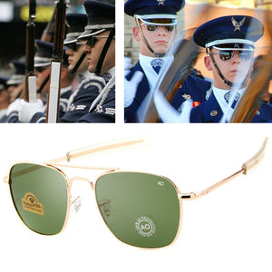 Men  Brand Designer Sun Glasses Vintage Aviation AO Sunglasses For Male American Army Military Optical Glass Lens