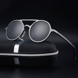 Men's Aluminum Magnesium Polarized Sunglasses Retro Round Frame Sunglasses  Driving Mirror Fishing Goggles Oculos De Sol