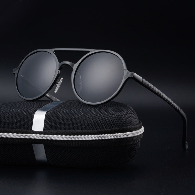 Men's Aluminum Magnesium Polarized Sunglasses Retro Round Frame Sunglasses  Driving Mirror Fishing Goggles Oculos De Sol
