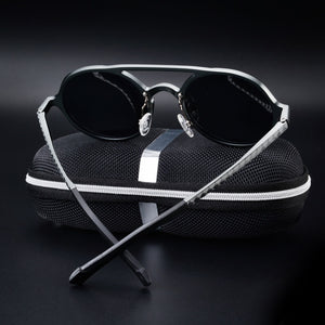 Men's Aluminum Magnesium Polarized Sunglasses Retro Round Frame Sunglasses  Driving Mirror Fishing Goggles Oculos De Sol