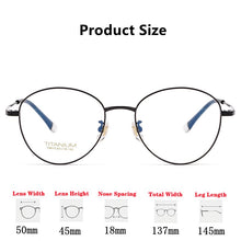 Carica l&#39;immagine nel visualizzatore di Gallery, Men&#39;s And Women&#39;s Retro Pure Titanium Spectacle Frame Ultralight Myopia Eyeglasses Frame Wide Edge Optical Eyeglasses Frame 8810
