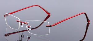 Men's Business Titanium Alloy Rimless Frame for Myopia Hyperopia Prescription Glasses Frames ,Women Frameless Eyeglasses F866