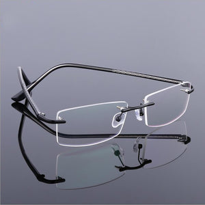 Men's Business Titanium Alloy Rimless Frame for Myopia Hyperopia Prescription Glasses Frames ,Women Frameless Eyeglasses F866