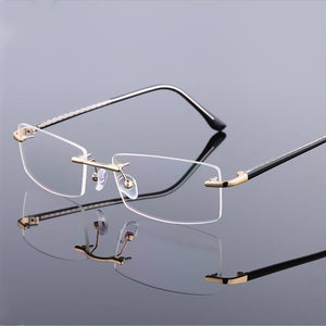 Men's Business Titanium Alloy Rimless Frame for Myopia Hyperopia Prescription Glasses Frames ,Women Frameless Eyeglasses F866