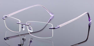 Men's Business Titanium Alloy Rimless Frame for Myopia Hyperopia Prescription Glasses Frames ,Women Frameless Eyeglasses F866