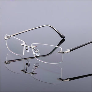 Men's Business Titanium Alloy Rimless Frame for Myopia Hyperopia Prescription Glasses Frames ,Women Frameless Eyeglasses F866