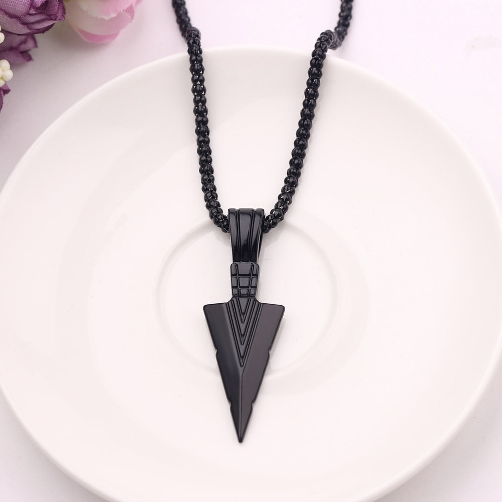 Men's  Design Matte Black Long Necklace with Arrow Pendant Jewelry Chain Hip Hop Punk Rock Christmas Halloween Gift For Men Wome