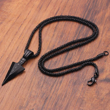 Carica l&#39;immagine nel visualizzatore di Gallery, Men&#39;s  Design Matte Black Long Necklace with Arrow Pendant Jewelry Chain Hip Hop Punk Rock Christmas Halloween Gift For Men Wome