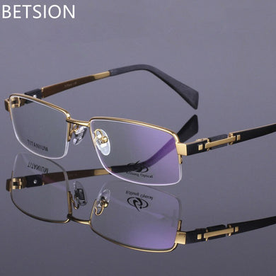 Men's Eyeglass Frames Titanium Half Rimless Eyewear Frames Glasses Prescription  Optical Eyewear Frame