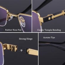 Load image into Gallery viewer, Men&#39;s Eyeglass Frames Titanium Half Rimless Eyewear Frames Glasses Prescription  Optical Eyewear Frame