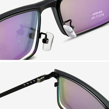 Load image into Gallery viewer, Men&#39;s Full Business Glasses Frames, Spring Legs Integrated Clips Myopia Polarized Sunglasses, Magnetic Clip Metal Eyewear SC001