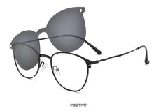 Load image into Gallery viewer, Men&#39;s Full Business Glasses Frames, Spring Legs Integrated Clips Myopia Polarized Sunglasses, Magnetic Clip Metal Eyewear S94002