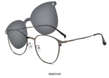 Load image into Gallery viewer, Men&#39;s Full Business Glasses Frames, Spring Legs Integrated Clips Myopia Polarized Sunglasses, Magnetic Clip Metal Eyewear S94002