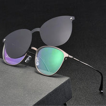 Load image into Gallery viewer, Men&#39;s Full Business Glasses Frames, Spring Legs Integrated Clips Myopia Polarized Sunglasses, Magnetic Clip Metal Eyewear S94002